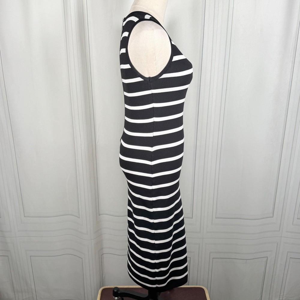 John + Jenn Striped Knit Bodycon Midi Dress Black White Size Small - Picture 8 of 13